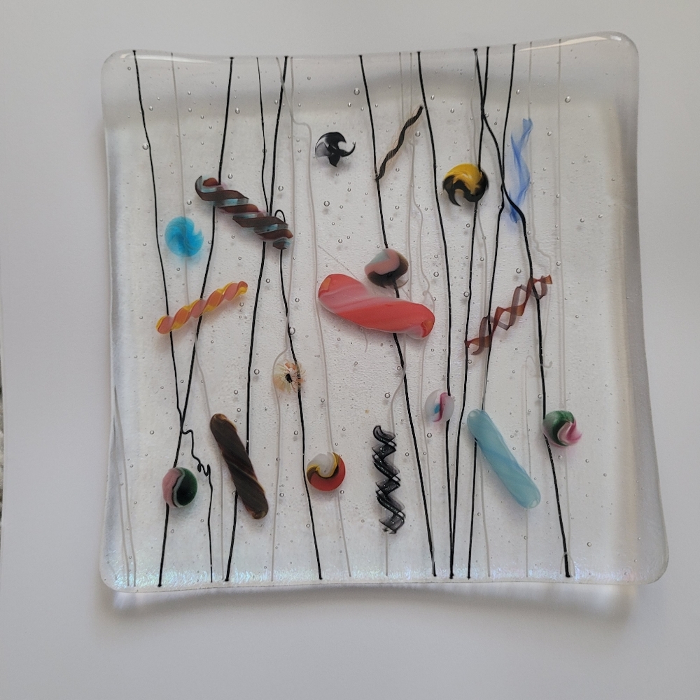 Kurt McVay Art Glass Dish Signed